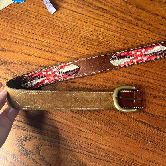 Vintage leather beaded belt - Picture 1 of 4